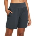 thumbnail image 1 of BALEAF Women's 7 Inches Long Running Shorts Back Zipper Pocketed Lounge Athletic Gym Shorts with Liner Grey Size XS, 1 of 6
