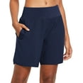 thumbnail image 1 of BALEAF Women's 7 Inches Running Short Tummy Control Back Zipper Pocketed Lounge Active Gym Shorts with Liner Navy Size XXL, 1 of 7