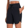 thumbnail image 1 of BALEAF Women's 7" Long Running Shorts Athletic Workout Gym Quick Dry Hiking Shorts High Waisted Zipper Pocket Black L, 1 of 7