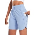 thumbnail image 1 of BALEAF Women's 7" Long Running Shorts Athletic Workout Gym Quick Dry Hiking Shorts High Waisted Zipper Pocket Blue XL, 1 of 7
