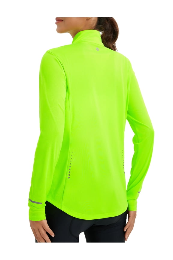 Women's Athletic Jacket Sun Protection Running Lightweight Full Zip Long Sleeve Shirts UPF 50+ Pockets Green L