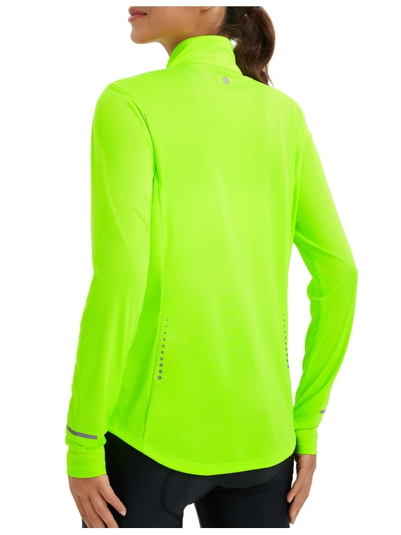 Women's Athletic Jacket Sun Protection Running Lightweight Full Zip Long Sleeve Shirts UPF 50+ Pockets Green L