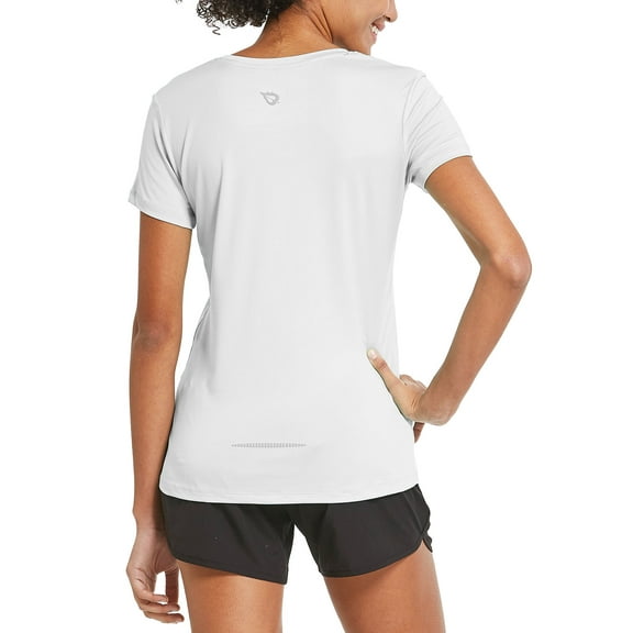 BALEAF Women's Athletic Short-Sleeved Running T-Shirts Dry Fit Workout Yoga Crewneck Tops White Size M