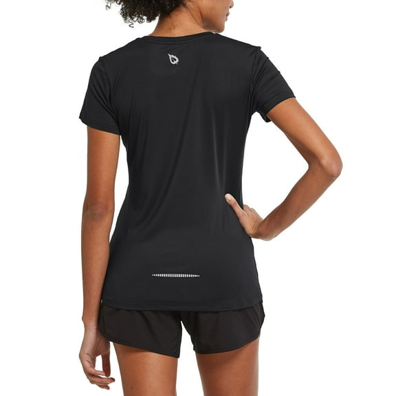BALEAF Women's Athletic Short-Sleeved Running T-Shirts Lightweight Quick Dry lightweight Workout Yoga Crewneck Tops Black Size XXL