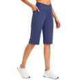 thumbnail image 1 of BALEAF Women's Bermuda Long Shorts 14" Knee Length Capri Pants High Waisted Athletic Shorts with Pockets Summer Casual Navy Blue XL, 1 of 7