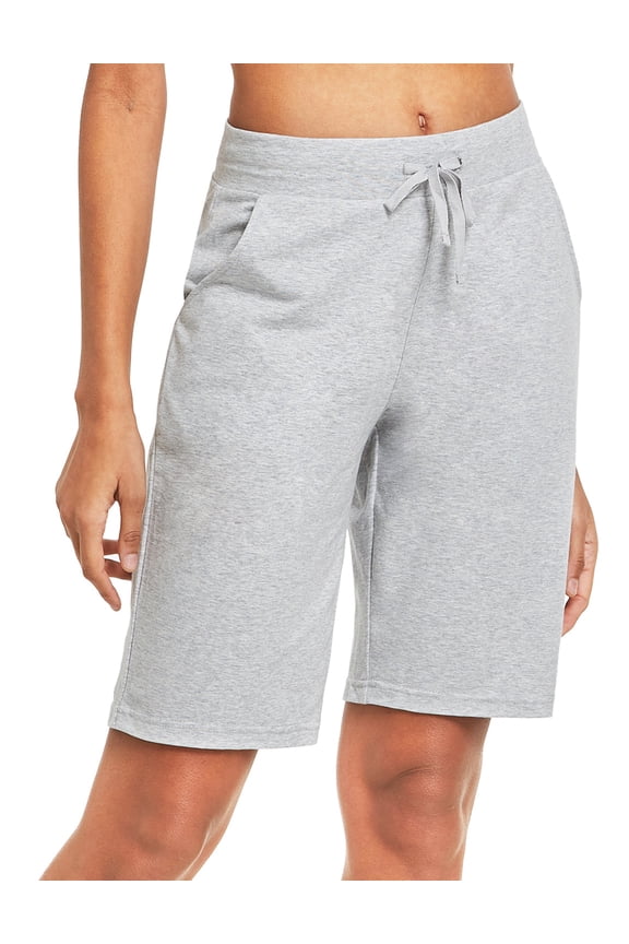 Women's Bermuda Shorts Cotton Long Shorts with Pockets Light Gray XXL