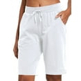 thumbnail image 1 of BALEAF Women's Bermuda Shorts Cotton Long Shorts with Pockets White M, 1 of 7
