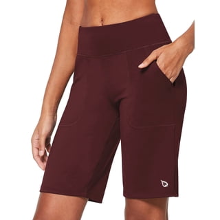 BALEAF Women's Bermuda Shorts Knee Length High Rise Long Athletic Shorts Workout Walking Running Shorts Casual Summer Wine Red M
