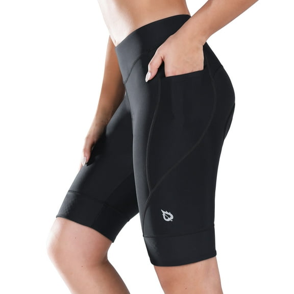 BALEAF Women's Bike Shorts 4D Padded Cycling Road Bike Pockets Wide Waistband Sun Protection Black L