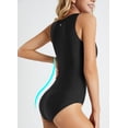 thumbnail image 1 of BALEAF Women's Button Down Modest Athletic One Piece Swimsuits Black 2XL, 1 of 5