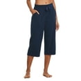 thumbnail image 1 of BALEAF Women's Capris Yoga Cotton Wide Leg Casual Summer Capri Sweatpants Loose Lounge Workout Crop Pants Pockets Navy Blue Size M, 1 of 6