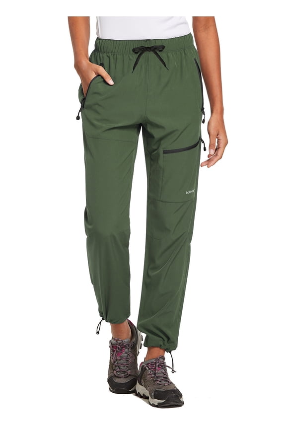 Women's Cargo Pants For Women Quick Dry Water Resistant With 4 Zip-Closure Pockets Elastic Waist Army Green Size M