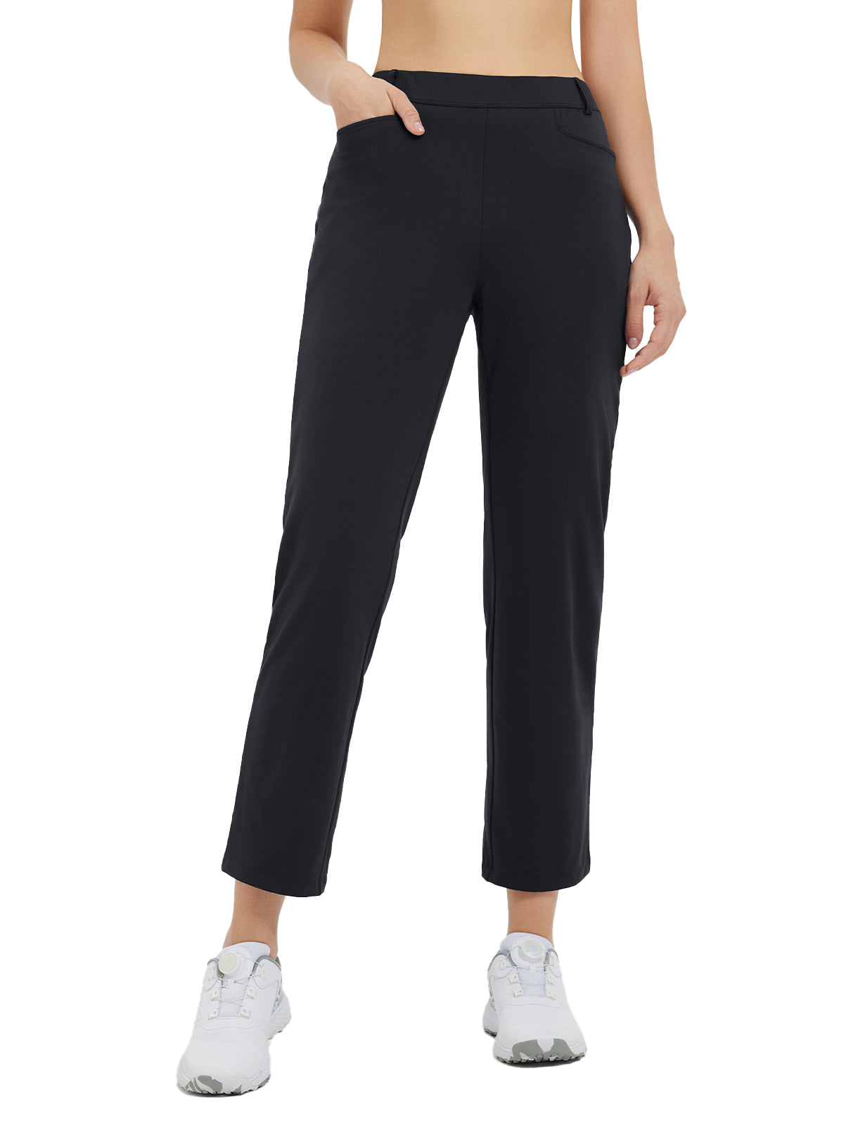 BALEAF Women's Fleece Lined Golf Pants Winter Water Resistant Pockets for Travel Work Casual Black XS