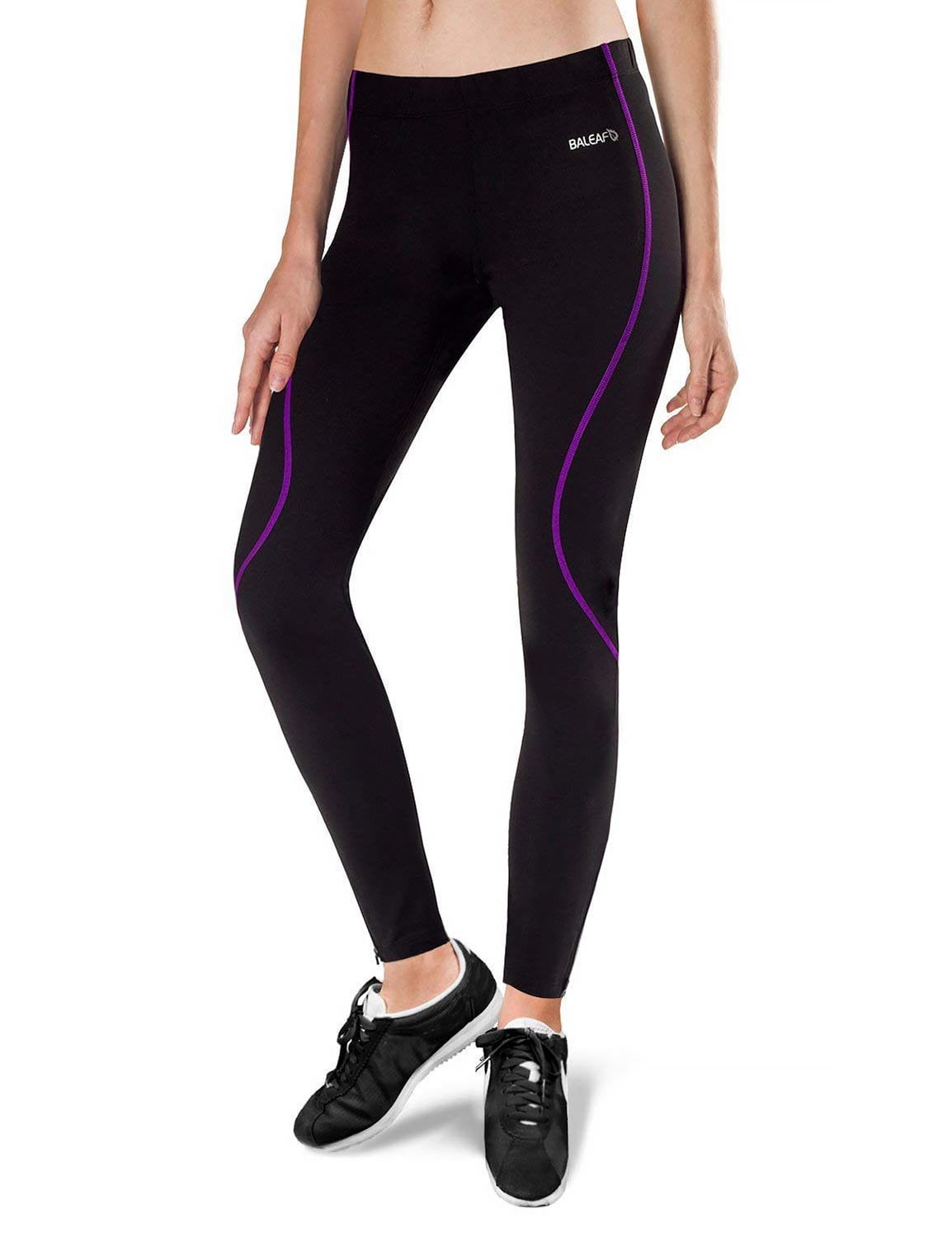 BALEAF Women's Fleece Lined Leggings Cold Weather Running Tights Winter  Thermal Hiking Biking Cycling Pants Purple Line Size L 