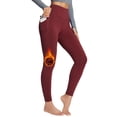 thumbnail image 1 of BALEAF Women's Fleece Lined Leggings with Pockets 25" Petite Thermal Winter Warm High Waisted Thick 7/8 Yoga Pants Wine Red S, 1 of 7