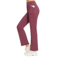 thumbnail image 1 of BALEAF Women's Fleece Lined Pants Yoga Pants Warm Thermal Winter High Waisted Straight Leg Leggings with 6 Pockets Wine Red XL, 1 of 7