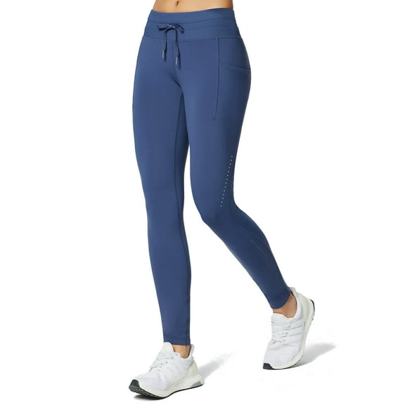 BALEAF Women's Fleece Lined Winter Petite Leggings Water Resistant Thermal Warm Tights High Waisted Ski Hiking Pants with Pockets 25" Navy Blue 2XL