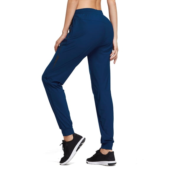 BALEAF Women's Hiking Pants Joggers for Women Workout Athletic Golf Lightweight Outdoor Gym Fitness Tapered Quick Dry Zipper Pockets Navy XL