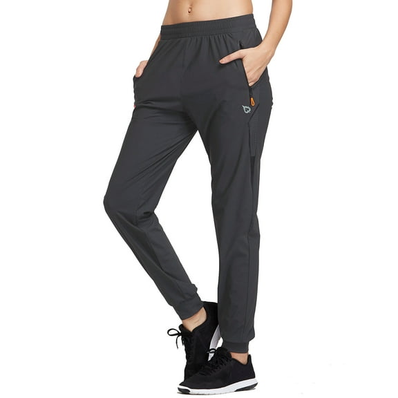 BALEAF Women's Hiking Pants Quick Dry with Zipper Pockets Running Yoga Black Size M