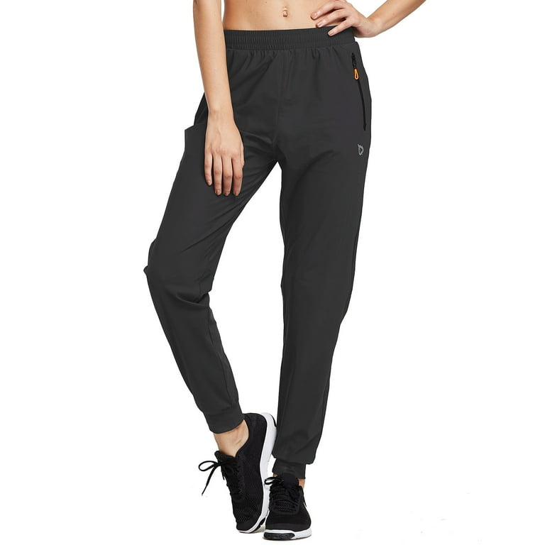 BALEAF Women's Hiking Pants Quick Dry with Zipper Pockets Running Yoga  Black Size XS