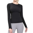 thumbnail image 1 of BALEAF Women's Long Sleeve Lightweight Yoga Running Sport Shirts Underscrub with Thumb Holes Black S Black M, 1 of 7
