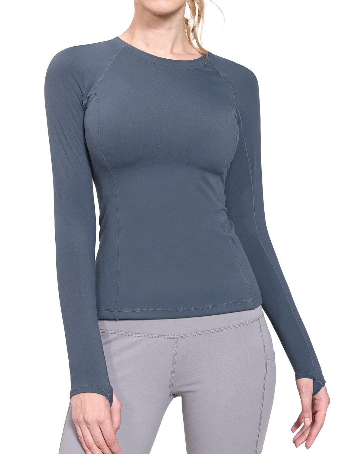 BALEAF Women's Long Sleeve Lightweight Yoga Running Sport Shirts Underscrub  with Thumb Holes Black S Wine XL 