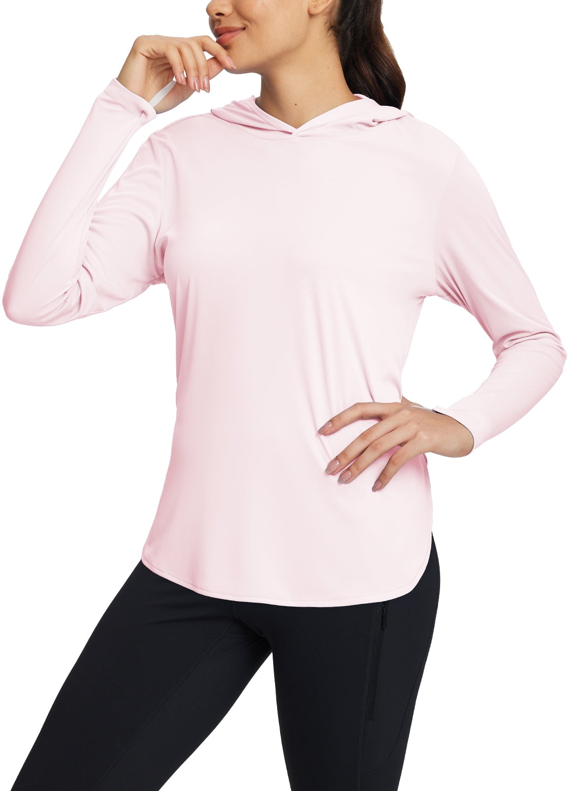 BALEAF Dames UV SPF UPF 50 shirt met capuchon zonwering lange mouwen shirt capuchonjas met ritssluiting Sun Hoodie met duimgat, wit, XXL