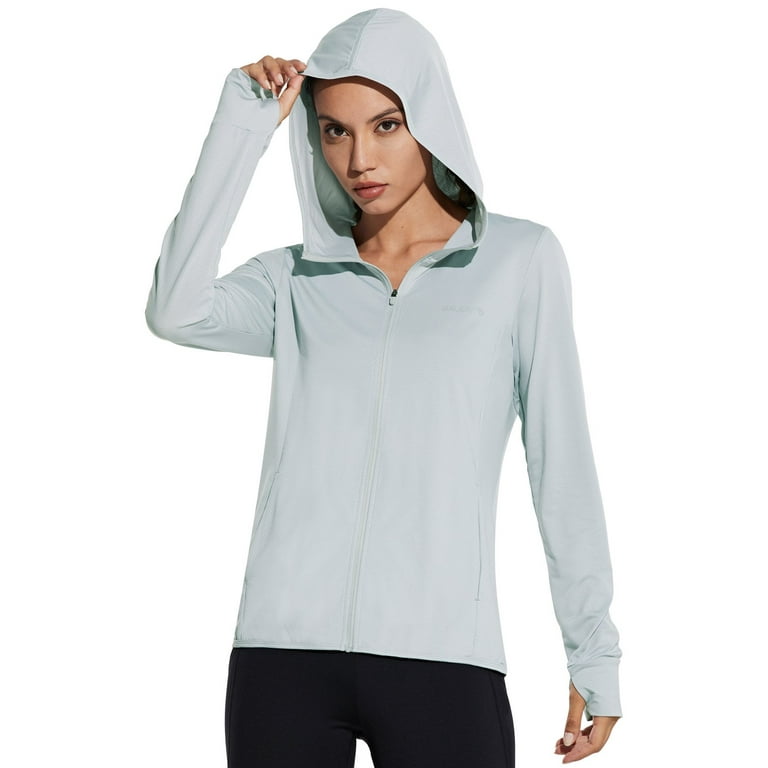BALEAF Women's SPF UPF 50+ UV Protection Zip Up Sun Shirt Long Sleeve Hoodie  Jackets Cooling Outdoor Hiking Fishing Grey S 