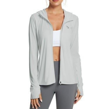BALEAF Women's Shirt Lightweight Jacket Quickly Dry Moisture Wicking Sunscreen Sun Protection with Pockets Outdoor Hiking Performance Gray L