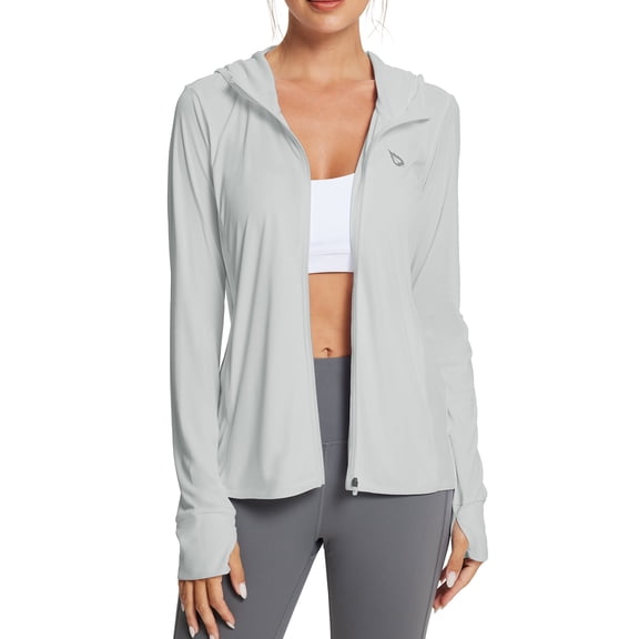 BALEAF Women's Shirt Lightweight Jacket Quickly Dry Moisture Wicking Sunscreen Sun Protection with Pockets Outdoor Hiking Performance Gray S