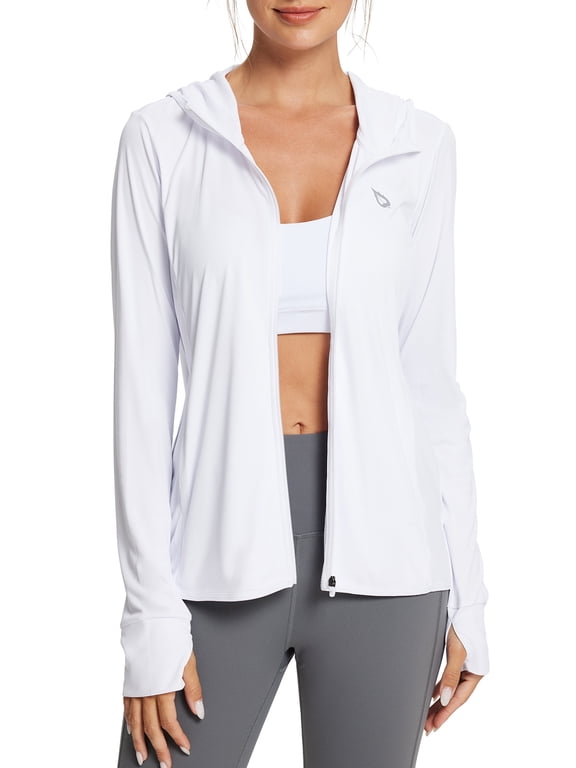 Women's Shirt Lightweight Jacket Quickly Dry Moisture Wicking Sunscreen Sun Protection with Pockets Outdoor Hiking Performance White M