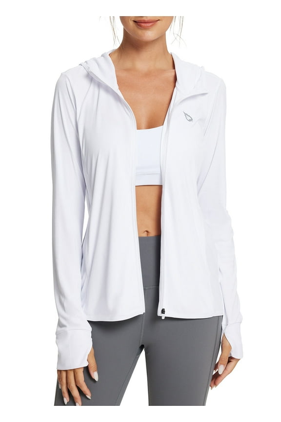 Women's Shirt Lightweight Jacket Quickly Dry Moisture Wicking Sunscreen Sun Protection with Pockets Outdoor Hiking Performance White M