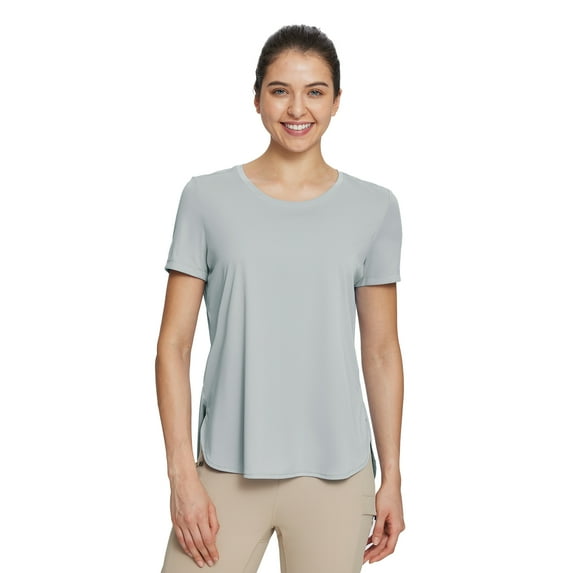 BALEAF Women's Short Sleeve T Shirts Crew Neck Workout Tops Running Shirts Sun Protection Quick Dry UV Grey XS