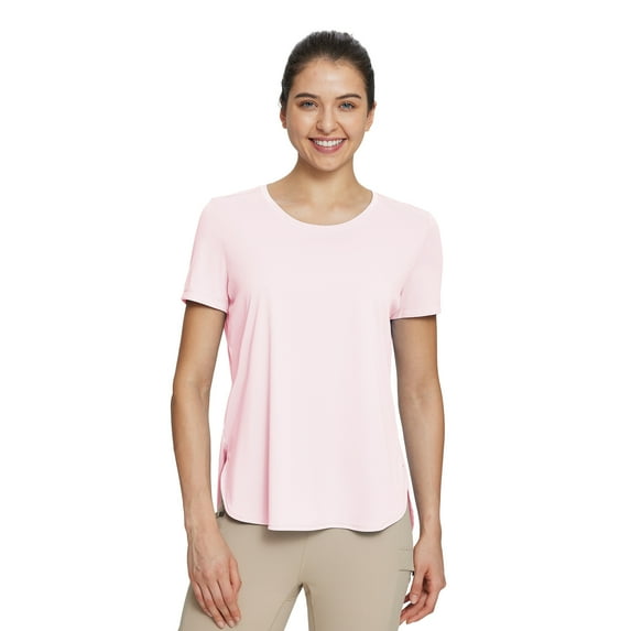 BALEAF Women's Short Sleeve T Shirts Crew Neck Workout Tops Running Shirts Sun Protection Quick Dry UV Pink XL