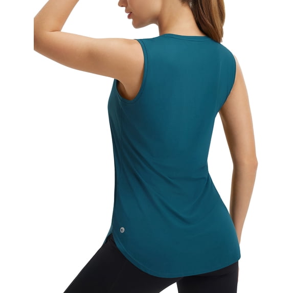 BALEAF Women's Sleeveless Workout Tank Tops Lightweight UPF50+ Soft Loose Fit Athletic Yoga Running Gym Shirts Blue S