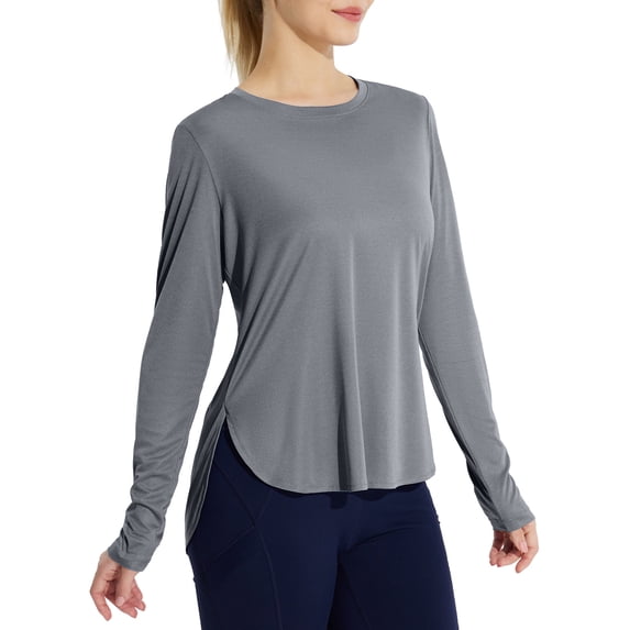 BALEAF Women's Sun Shirts UPF 50+ Long Sleeve Hiking Tops Lightweight Quick Dry UV Protection Clothing Cationic Gray XS