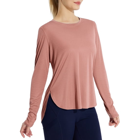 BALEAF Women's Sun Shirts UPF 50+ Long Sleeve Hiking Tops Lightweight Quick Dry UV Protection Clothing Cationic Rose Dawn XS