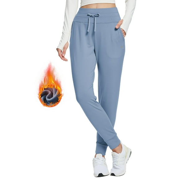 BALEAF Women's Sweatpants Fleece Lined Pants High Waisted Sweat Pants Winter Thermal Ski Hiking Joggers Light Blue S