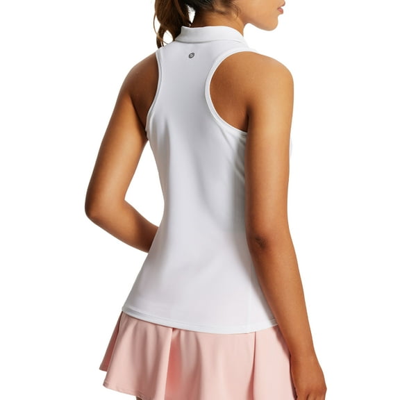 BALEAF Women's Tennis Shirts Tank Tops Sleeveless Golf Polo Racerback with Collar Athletic Tanks Quick Dry White XXL