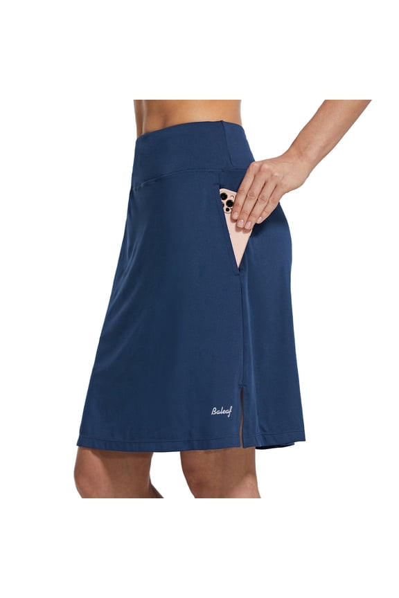 Women's Long Skorts With pocket Athletic Wear Ladies Shorts Golf Casual Skirt UV Protection Navy S