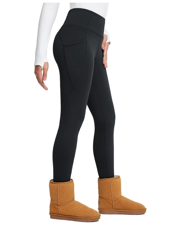 Women's Thick Fleece Lined Leggings Winter Snow Pants Warm Thermal High Waisted Ski Legging Black S