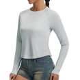 thumbnail image 1 of BALEAF Women's UPF 50+ Long Sleeve Sun Shirts Crop Rash Guard UV Workout Tops SPF Slim Fit Lightweight Athletic Hiking Light Gray XS, 1 of 6