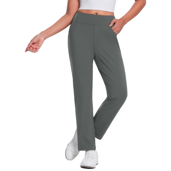 BALEAF Women's Work Pants Fleece lined Golf Travel Pants Waterproof Stretch Winter Thermal Cold Weather Gear Pockets Casual Gray XL