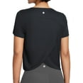 thumbnail image 1 of BALEAF Women's Workout Tops Athletic Shirts Cropped Short Sleeve Split Back Running Gym Quick Dry Sun Protection UPF 50+ Black XL, 1 of 7