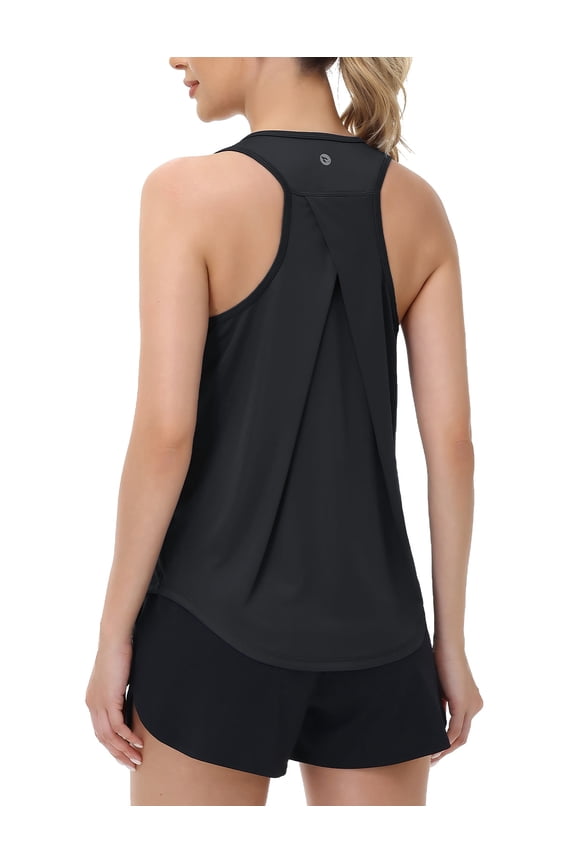 Women's Workout Tops Racerback Sleeveless Running Athletic Tank Tops Quick Dry Shirts for Sports GYM Exercise Black L