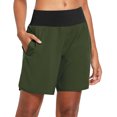 thumbnail image 1 of BALEAF Womens' 7 Inches Running Short Tummy Control Back Zipper Pocketed Active Gym Shorts with Liner Army Green Size XXL, 1 of 6