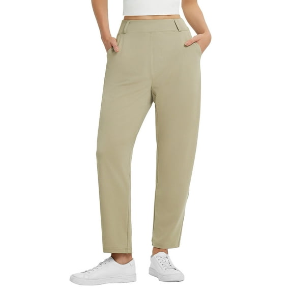 BALEAF Womens Ankle Barrel Pants Stretch Travel Pants Petite Work Pants Casual Slacks with Pockets Beige 2XL