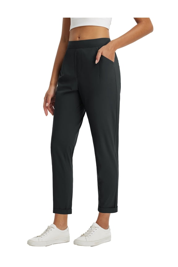 Womens Business Casual Pants Petite Work Pants Dressy Casual Slacks Golf Travel Stretch Ankle Length Black 3XL