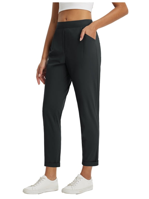 Womens Business Casual Pants Petite Work Pants Dressy Casual Slacks Golf Travel Stretch Ankle Length Black M