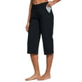 thumbnail image 1 of BALEAF Womens Pants Yoga Capris Training Work Running Joggers Casual Summer Cotton Pants with Pocketed Black Size XL, 1 of 8